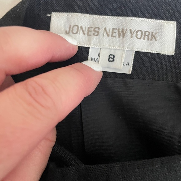 Vintage Jones New York 8 Linen Blend Pencil Skirt Black High Waist Knee Length - Picture 6 of 7